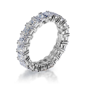 Zahra 5 Carat Princess Cut Diamond Eternity Band in 18k White Gold Shared Prong Side View