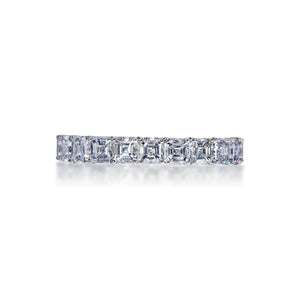 Anahi 4 Carat Asscher Cut Diamond Eternity Band in 18k White Gold Shared Prong Front View