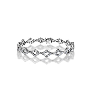 Kaylee 4 Carat Round Brilliant Diamond Bracelet in 14k White Gold Full View