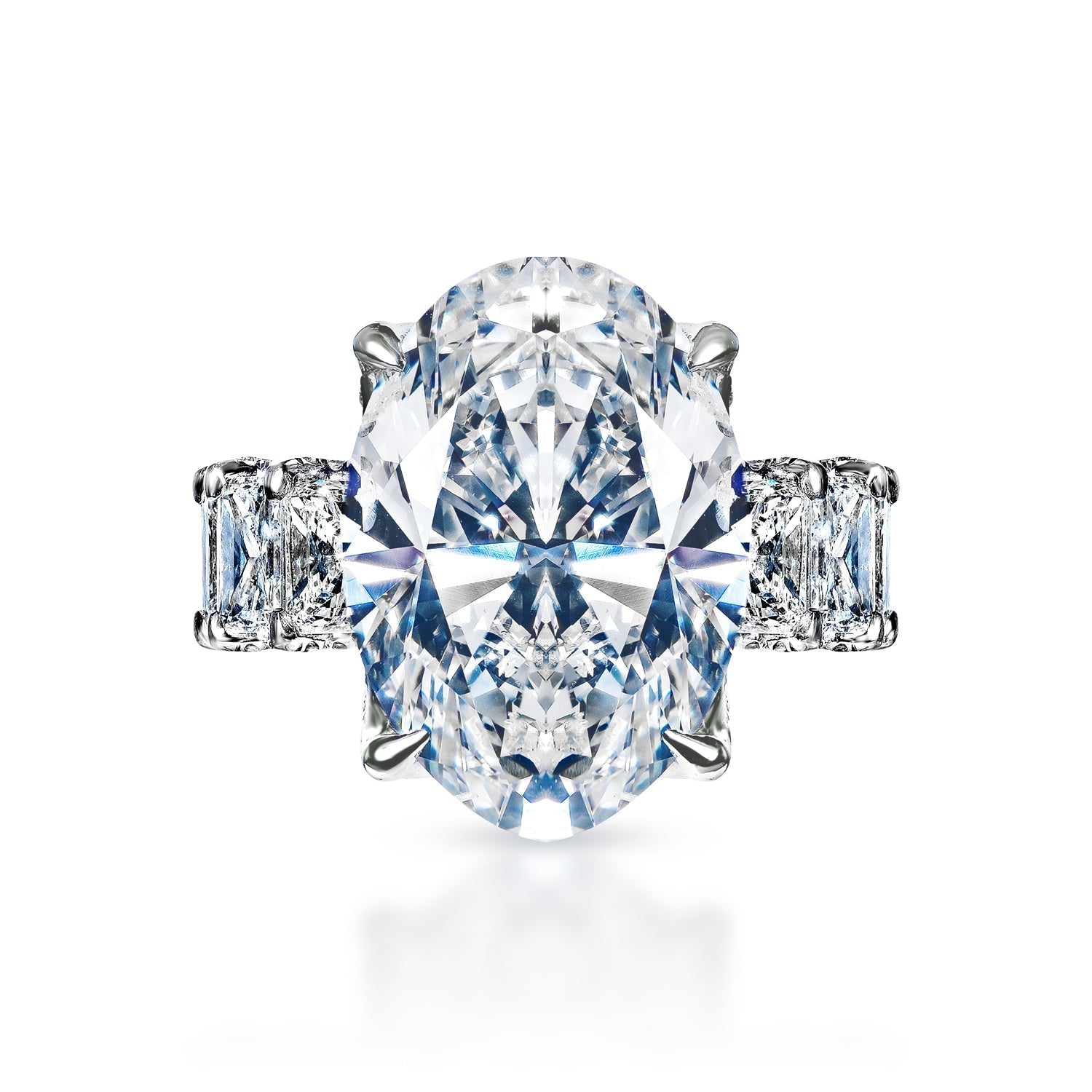 Kara 24 Carat Oval Cut Diamond Engagement Ring in Platinum. GIA Certified Front View