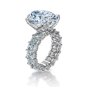 Kara 24 Carat Oval Cut Diamond Engagement Ring in Platinum. GIA Certified Side View