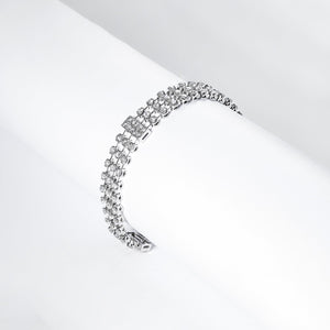 Alena 22 Carat Round Brilliant 3 Row Diamond Bracelet in 14k White Gold
