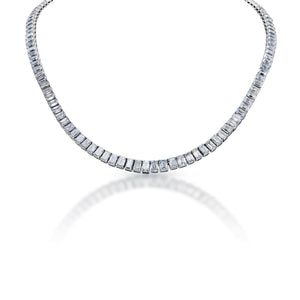 Lauda 62 Carats Emerald Cut Lab Grown Diamond Necklace in 14k White Gold