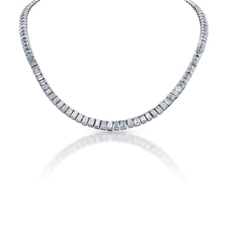 Lauda 62 Carats Emerald Cut Lab Grown Diamond Necklace in 14k White Gold