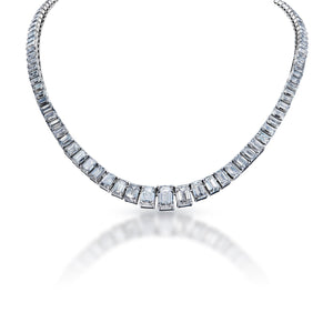 Lygia 59 Carat Emerald Cut Diamond Necklace in 14 Karat White Gold