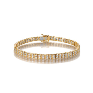 Iyla 3 Carat Round Brilliant Diamond Tennis Bracelet in 14k Yellow Gold Full View