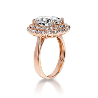 Lizz 5 Carat J VS2 Oval Cut Lab Grown Diamond Engagement Ring in 14k Rose Gold Side View