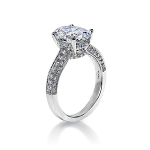 Leina 4 Carat H VS1 Oval Cut Lab Grown Diamond Engagement Ring in 18k White Gold Side View
