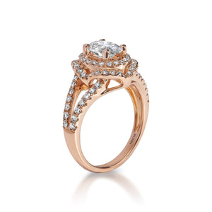 Lexus 2 Carat E VS1 Oval Cut Lab Grown Diamond Engagement Ring in 14k Rose Gold Side View