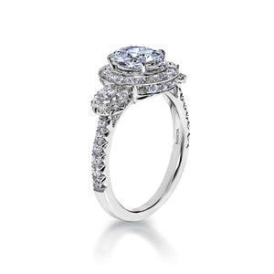 Ludie 2 Carat E VS1 Oval Cut Lab Grown Diamond Engagement Ring in 18k White Gold Side View