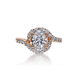 Lata 2 Carat F VS1 Oval Cut Lab Grown Diamond Engagement Ring in 14k Rose Gold Front View