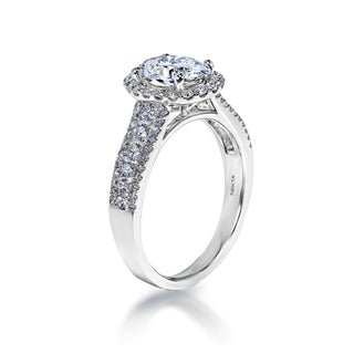 Loryn 2 Carat F VS1 Oval Cut Lab Grown Diamond Engagement Ring in 18k White Gold Side View
