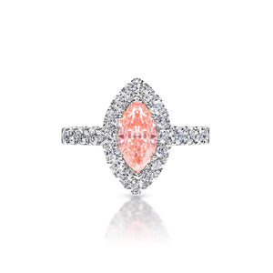 Noemi 2 Carat Fancy Vivid Pink VS1 Marquise Cut Diamond Engagement Ring in 18k White Gold Font View
