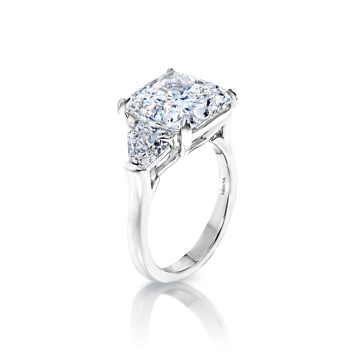 Larine 9 Carat G VS1 Radiant Cut Diamond Engagement Ring in Platinum. IGI Certified SIde View