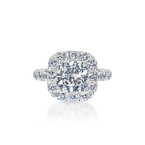 Livy 5 Carat G VS1 Cushion Cut Diamond Engagement Ring in Platinum  Front View