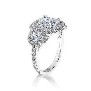 Lovina 5 Carat H VVS2 Cushion Cut Lab Grown Diamond Engagement Ring in 18k White Gold Side View