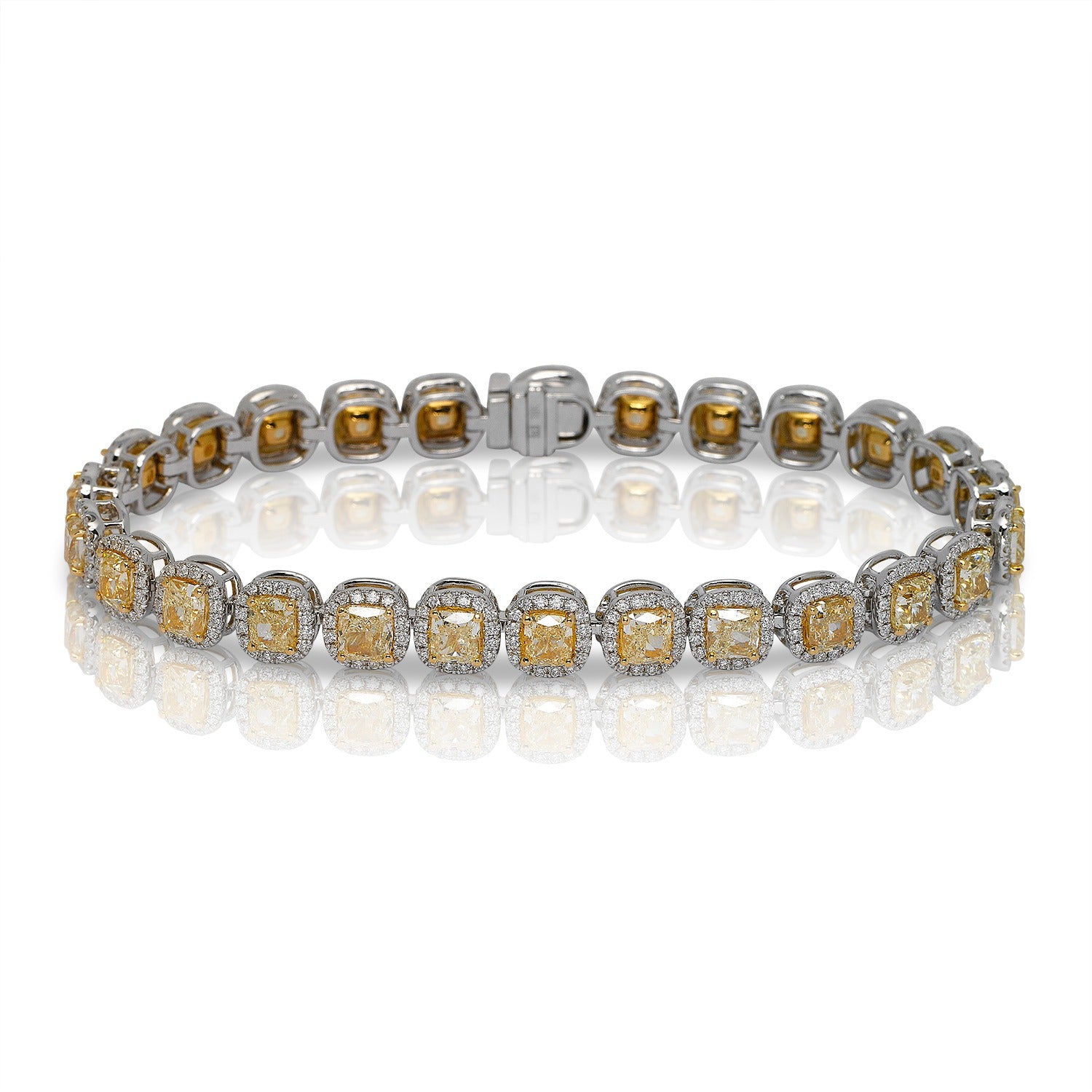 14 Karat Yellow Gold Diamond Flexible Bracelet