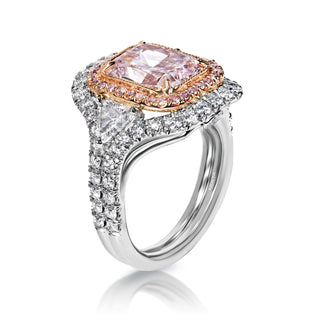 Savannah 5 Carat LP SI2 Radiant Cut Diamond Engagement Ring in Platinum  GIA Certified Side View