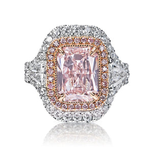 Savannah 5 Carat LP SI2 Radiant Cut Diamond Engagement Ring in Platinum GIA Certified Front View