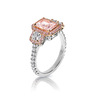 Margaret 3 Carat FLP IF Radiant Cut Diamond Engagement Ring in Platinum GIA Certified Side View