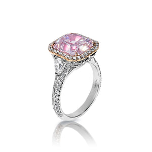 Journee 6 Carat Light Pink VVS1 Radiant Cut Diamond Engagement Ring GIA Certified by Mike Nekta Side View