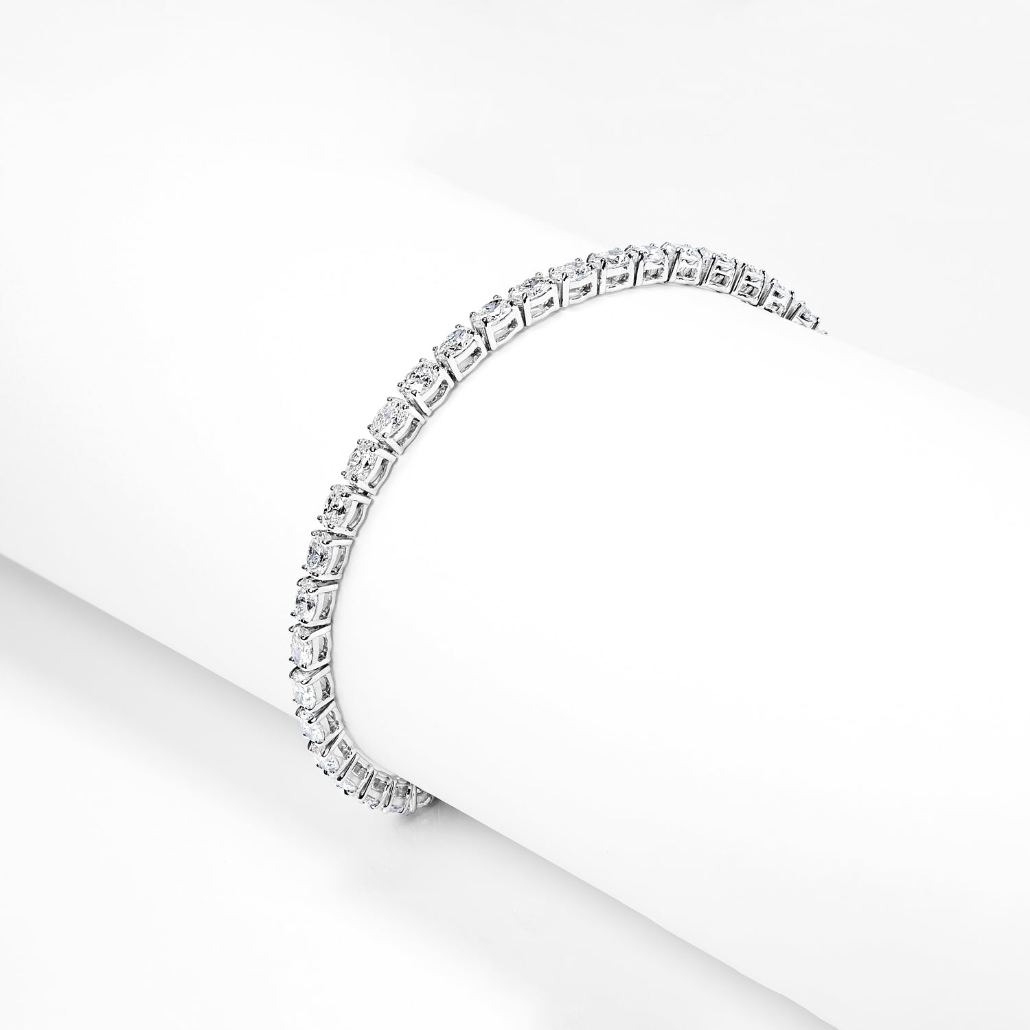 Alessia 6 Carat Oval Cut Single Row Diamond Tennis Bracelet in 14k White Gold