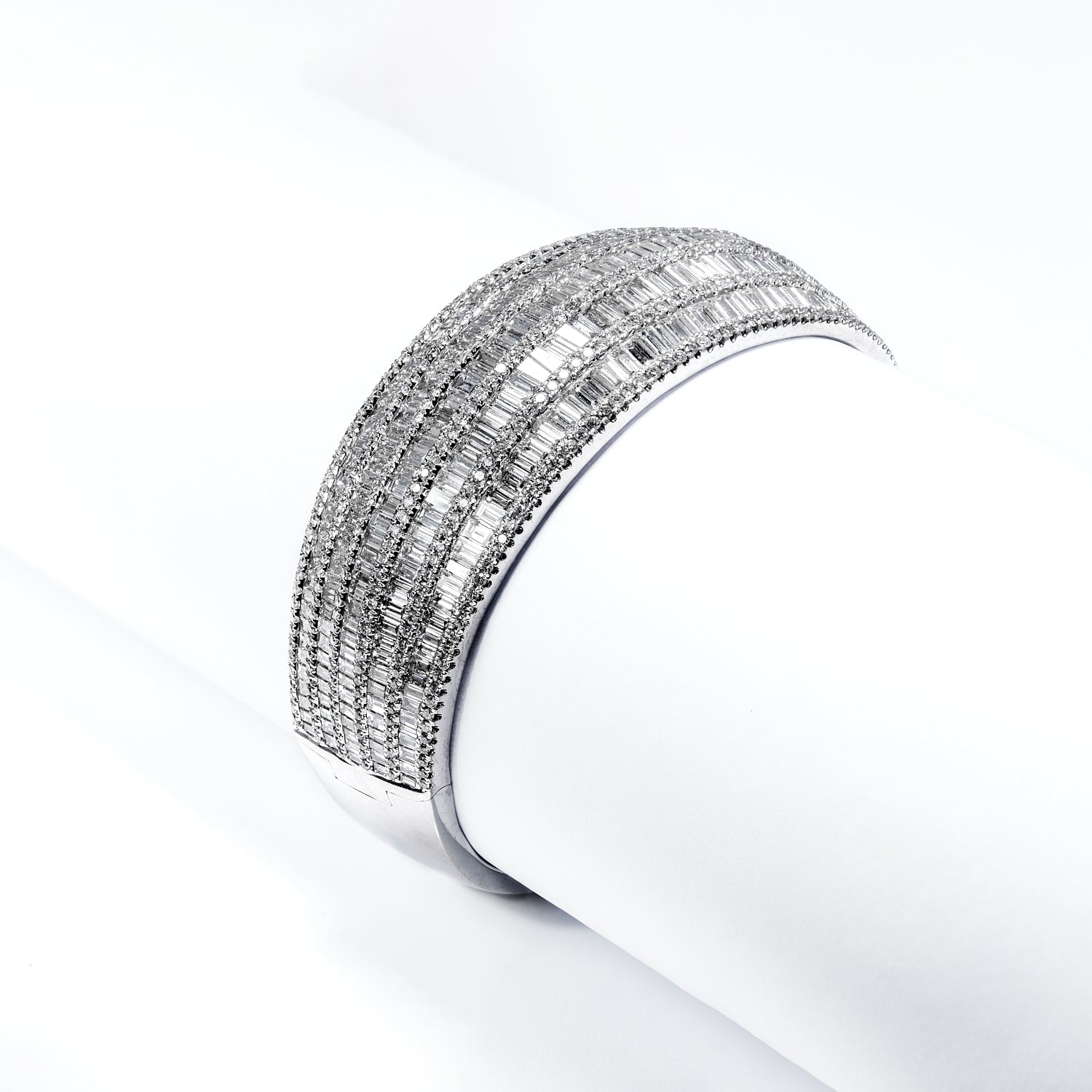 Astrid 16 Carat Combine Mix Shape Diamond Bangle Bracelet in 14k White Gold