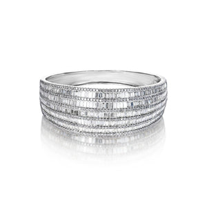 Astrid 16 Carat Combine Mix Shape Diamond Bangle Bracelet in 14k White Gold Front View