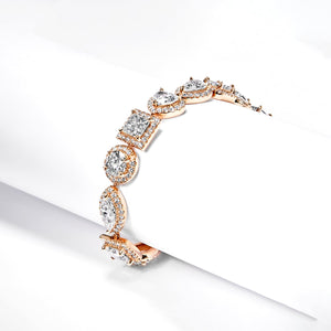 Esmeralda 28 Carats Combine Mix Shape Single Row Diamond Halo Bracelet in 18k Rose Gold