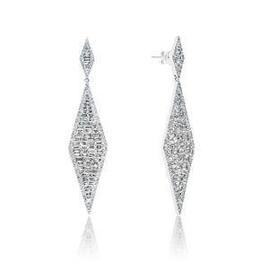 Zariyah 7 Carat Combine Mix Shape Diamond Dangle Earrings in 14k White Gold Front and Side View