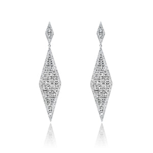 Zariyah 7 Carat Combine Mix Shape Diamond Dangle Earrings in 14k White Gold Front View