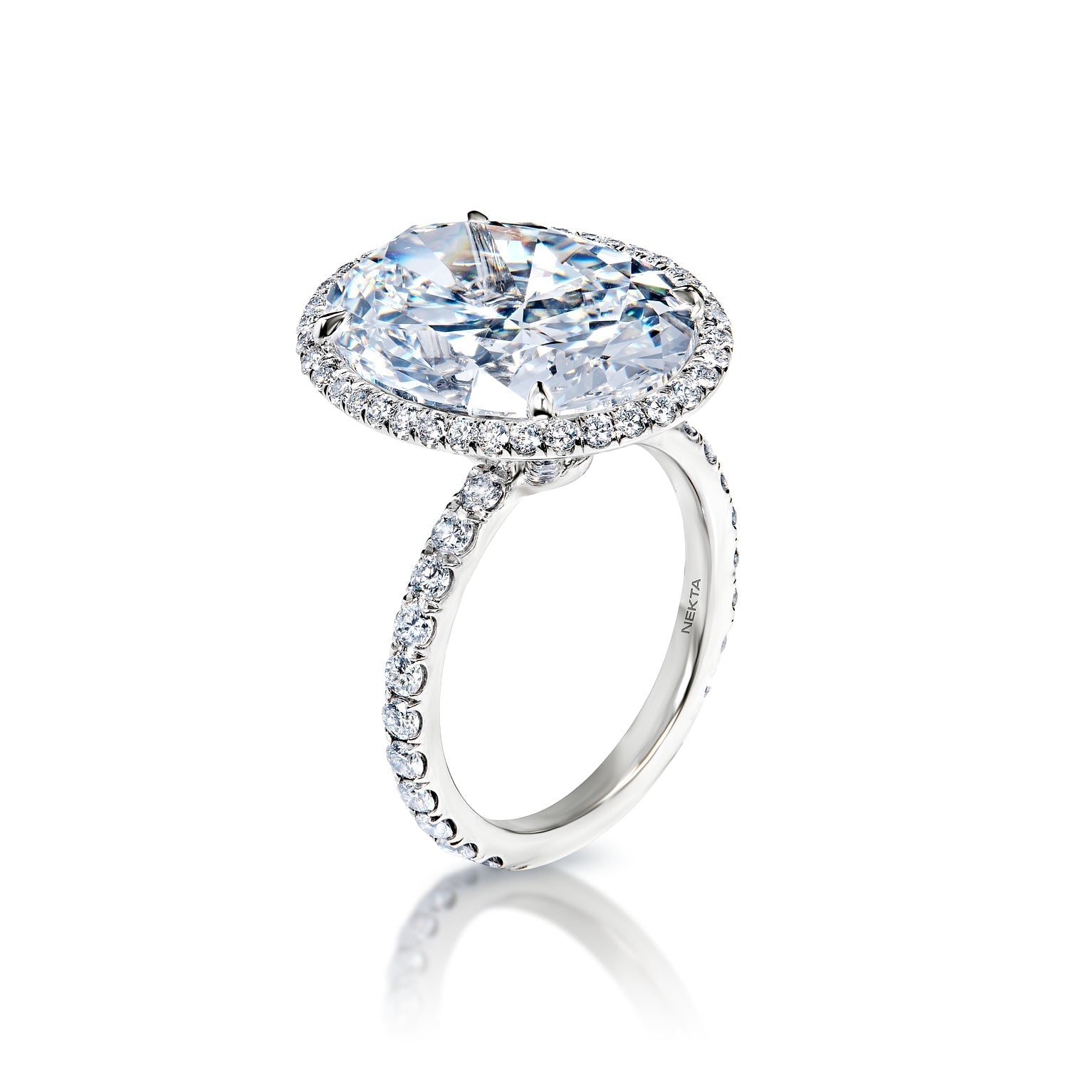 Christina 11 Carats F IF Oval Cut Diamond Engagement Ring in Platinum Side View