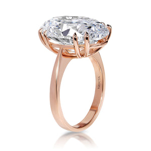 Lucinda 15 Carats D VS1 Oval Cut Lab Grown Diamond Engagement Ring in 18k Rose Gold Side View