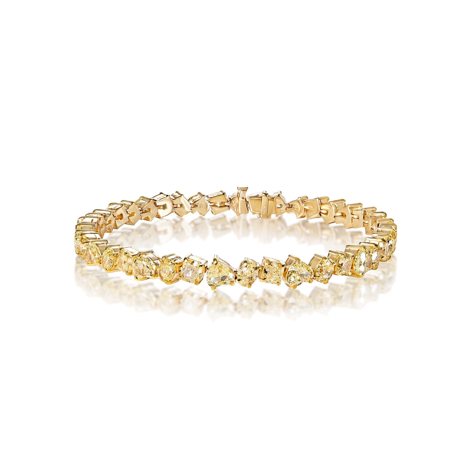 Shiloh 13 Carats Yellow Combine Mix Shape Diamond Bracelet in 18k Yellow Gold Full View