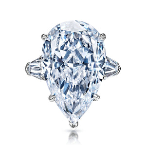 Daleyza 15 Carats E VS1 Pear Shape Diamond Engagement Ring in Platinum Front View