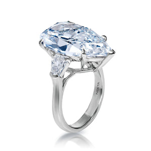 Daleyza 15 Carats E VS1 Pear Shape Diamond Engagement Ring in Platinum Side View