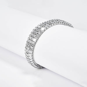 Zayn 37 Carat Assher Cut Triple Row Diamond Tennis Bracelet in 18k White Gold Side View