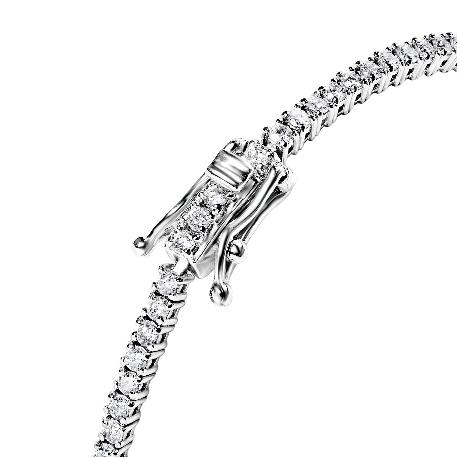 Ivanna 2 Carat Round Brilliant Single Row Diamond Tennis Bracelet in 14k White Gold Close View