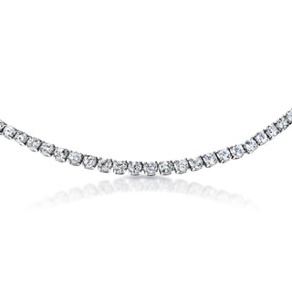 Zelda 19 Carat Round Brilliant Diamond Tennis Necklace in 14k White Gold Close View