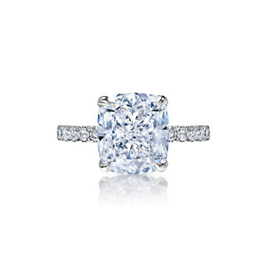Dayana 6 Carat D VVS1 Cushion Cut Diamond Engagement Ring in Platinum Front View