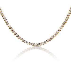Octavia 26 Carat Round Brilliant Diamond Tennis Necklace in 14k Yellow Gold Close VIew