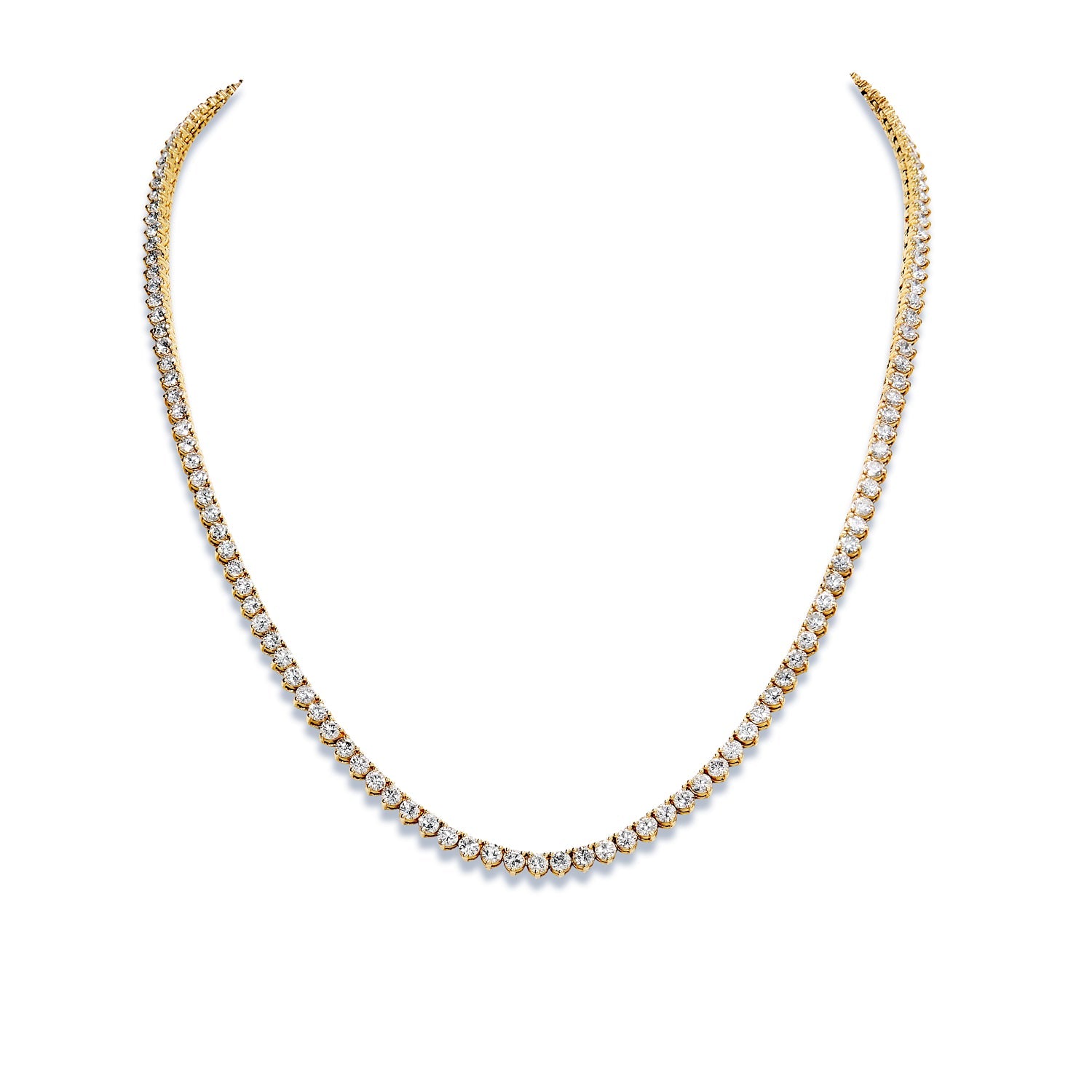 Octavia 26 Carat Round Brilliant Diamond Tennis Necklace in 14k Yellow Gold Full View