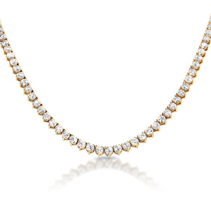 Elias 34 Carat Round Brilliant Diamond Tennis Necklace in 14k Yellow Gold For Men Close View