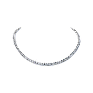 Loyce 27 Carat Round Brilliant Diamond Tennis Necklace in 14k White Gold Full View
