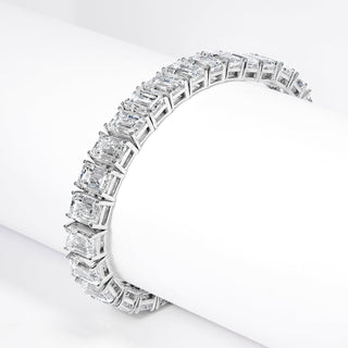 Linelle 46 Carat Emerald Cut Lab-Grown Diamond Tennis Bracelet in 14k White Gold