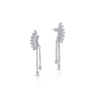 Estella 4 Carat Combine Mix Shape Dangling Diamond Earrings Front and Side View