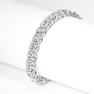 Lanora 30 Carat Oval Cut Single Row Diamond Tennis Bracelet in 14k White Gold