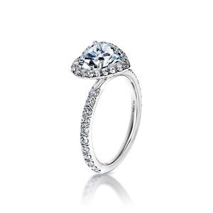 Yaretzi 3 Carat F SI2 Heart Shape Diamond Engagement Ring in Platinum Side View