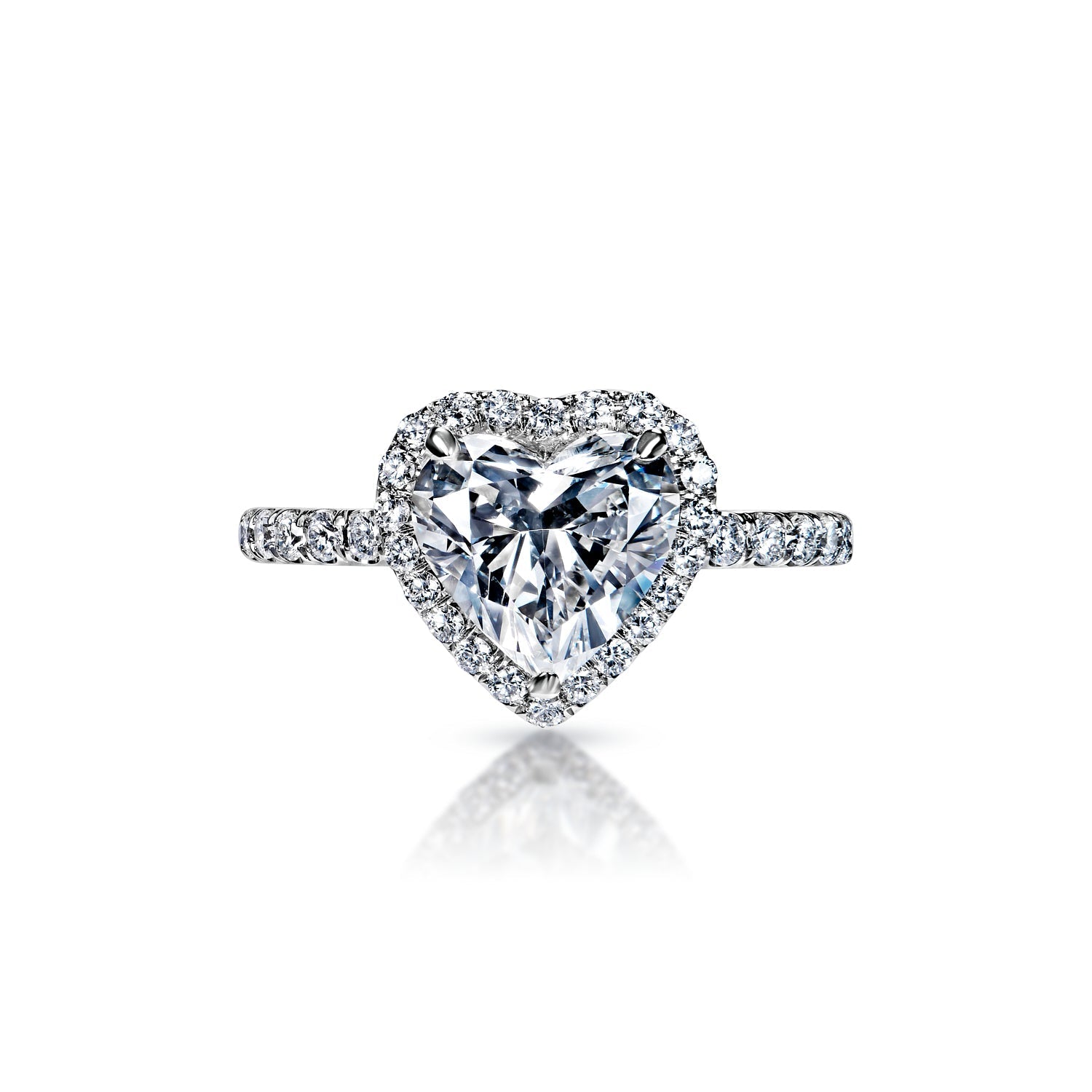 Yaretzi 3 Carat F SI2 Heart Shape Diamond Engagement Ring in Platinum Front View