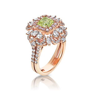Yara 1 Carat NFYG SI1 Cushion Cut Diamond Engagement Ring in Rose Gold Side View